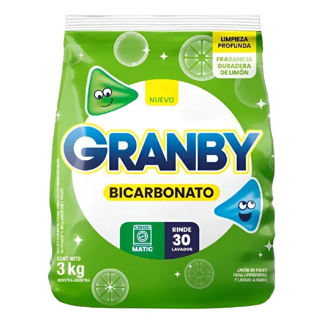 Jabon En Polvo Granby Bicarbonato Matic Limon 3 Kg