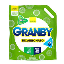 Jabón Líquido para lavar ropa Granby Bicarbonato Baja Espuma de Limón 3 L