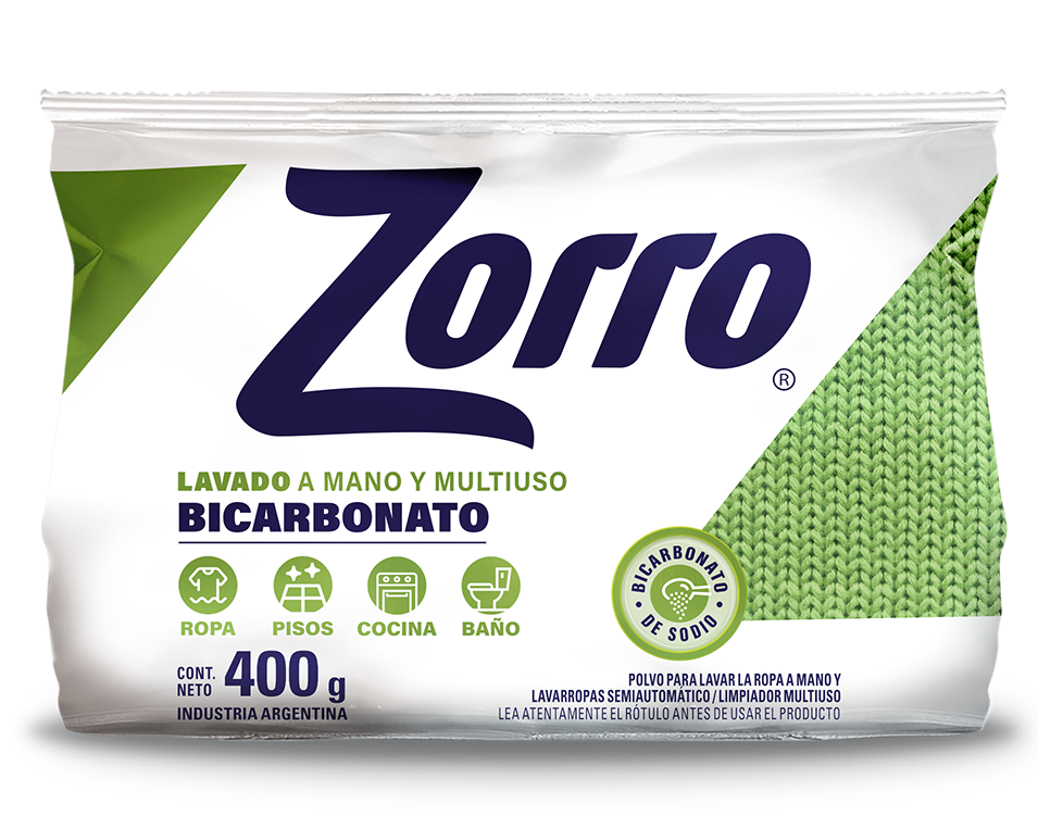 Zorro Bicarbonato Lavado a Mano y Multiuso 400g