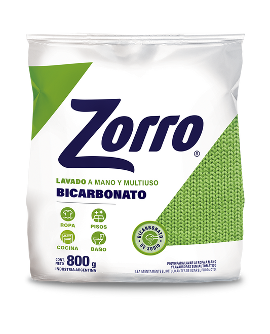Zorro Bicarbonato Lavado a Mano y Multiuso 800g